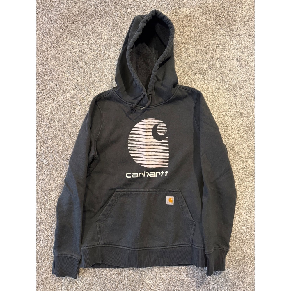 Carhartt Hoodie Womens M Black TS5636-W Rain Defender Relaxed Fit Graphic Logo
